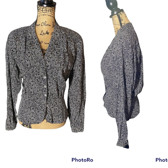 Liz Claiborne Tops - Vintage Liz Claiborne Blouse Long Sleeves Size 8 Black White